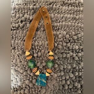 Artisan Green and Blue Beaded Necklace